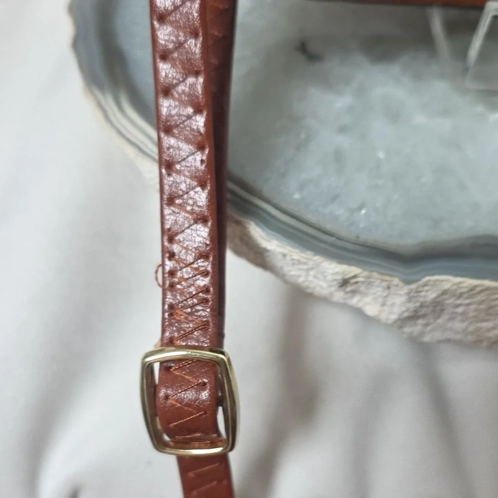 Crossbody Brown Gold Hardware Top Handle Satchel with Detachable Strap & Clasp